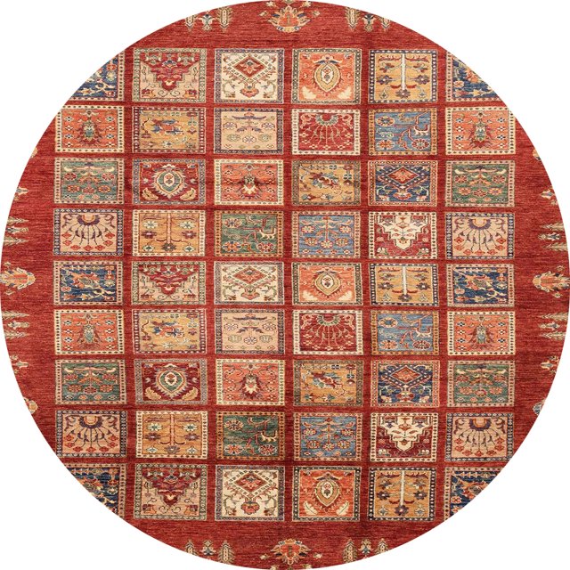 Ahgly Company Tapis d'Intérieur Ronds Abstraits Rouges Abstraits pour Aire, 8 Pieds Rond