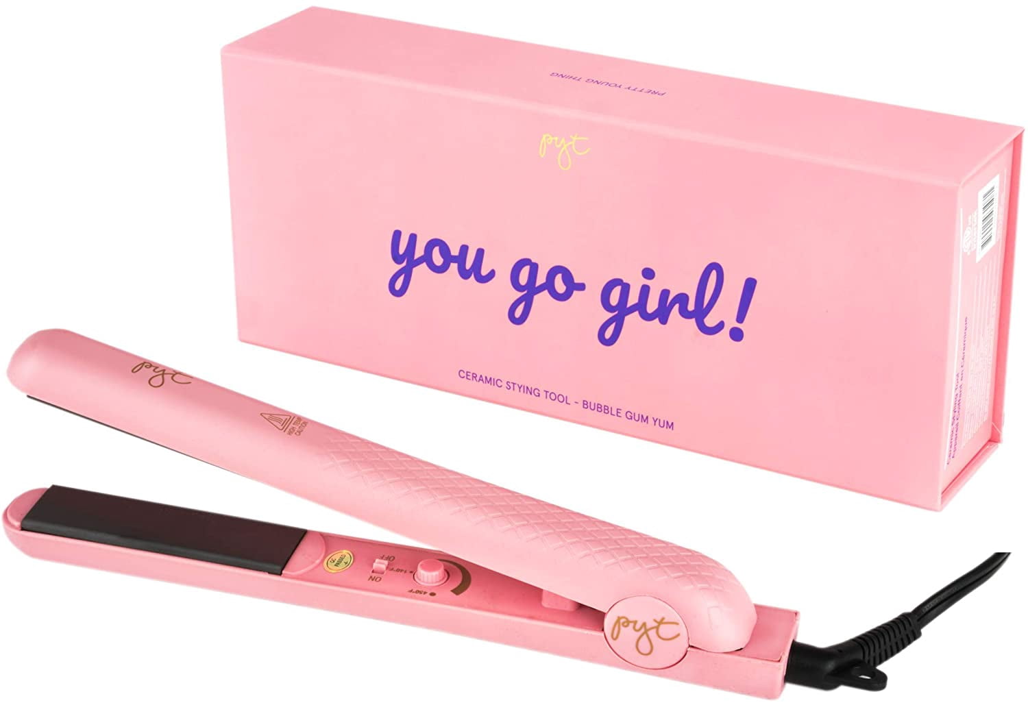 PYT professional Infrared Heat straightener and curler - Bubble Gum Yum Pink