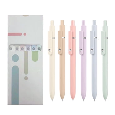 Stylos Gel, 6 Pcs Stylos à Pointe Fine 0,5 mm à Encre Noire avec Écriture Fluide, Stylos à Séchage Rapide, Stylo Esthétique Mignon et Joli, (Macaron), Stylos Fluides pour l'Écriture, Fournitures de Bureau et d'École pour la Prise de Notes et le Journal