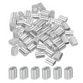 thumbnail image 1 of Unique Bargains 1/8' 3mm Aluminum Crimping Loop Sleeve Double Ferrule for Wire Rope Cable Line End, Silver 50 Pack, 1 of 5
