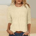thumbnail image 2 of Penkiiy Hauts pour Femmes Manches 3/4 Col Rond Blouses Décontractées TG Beige, 2 of 6