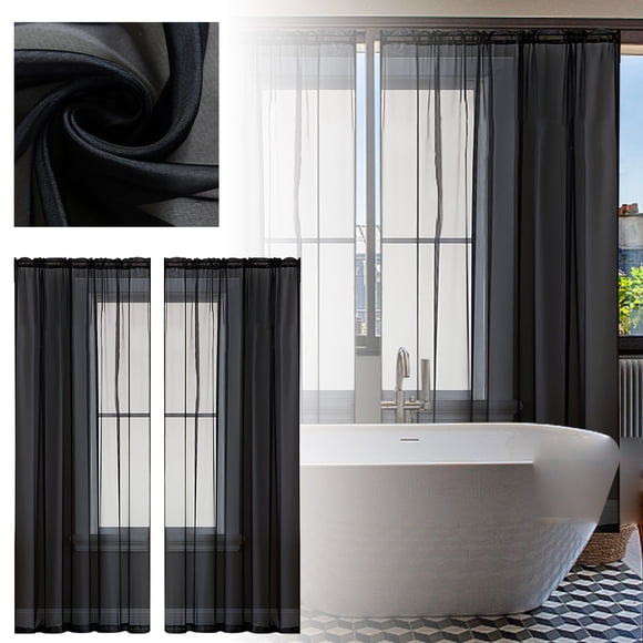 Elegant Solid Color Polyester Semi Sheer Curtains Style Privacy Perfect for Modern Home Windows