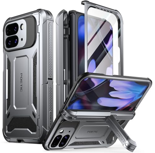 Poetic Étui Spartan pour Google Pixel 9 Pro Fold 5G, [Protection des Hanches][Support], Métal Gun Métallique