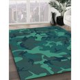 thumbnail image 3 of Ahgly Company Tapis d'Intérieur Lavable en Machine Carré Transitionnel Vert Cyan Foncé, 8 Pieds Carré, 3 of 7