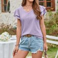 thumbnail image 3 of Birdeem Mode Femmes Été Col en V Uni Manches Courtes Aguichant Haut Blouse, 3 of 7