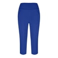 thumbnail image 3 of Womens Yoga Pants High Waisted Solid Color Knee Length Leggings Workout Exercise Capris Pants For Women, 3 of 6