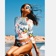 thumbnail image 3 of Women's Floral Printed Two Piece Swimsuit Long Sleeve Rash Guard Bikini Bottoms Swimsuit UPF 50+, 3 of 7
