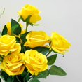 thumbnail image 4 of TETOU 5 Pcs Artificial Gold Flowers Silk Roses Real Touch Party Bridal Wedding Bouquet(Yellow), 4 of 6