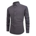 thumbnail image 1 of RXIRUCGD Homme Décontracté Uni à Boutons Manches Longues Col Rabattu Hauts Blouse Chemise, Gris, Taille : 2TG, 1 of 2