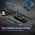 thumbnail image 3 of For iPhone 12 Mini Slim Fit Shockproof Hybrid with Slide Camera Cover & Rotated Ring Kickstand, [Military-Grade] Phone Case For iPhone 12 Mini 5.4",Black,For iPhone 12 Mini, 3 of 8