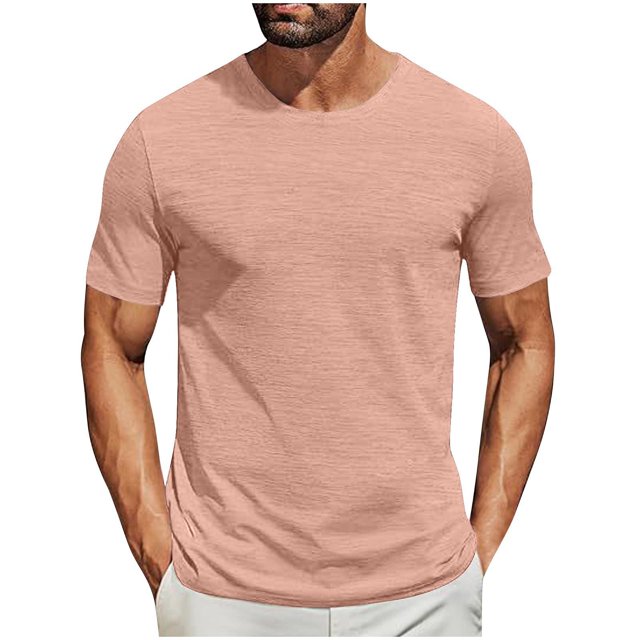 Besolor Men's Summer T-Shirt Short Sleeve Classic Crew Neck Tee Shirts Casual Solid Color Basic Tops