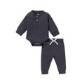 thumbnail image 2 of Gupgi Ensemble 2 Pcs pour Tout-Petit, Barboteuse à Manches Longues à Col Henley + Pantalon Décontracté, 2 of 8