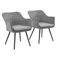 thumbnail image 1 of Modway Endeavor 19" Rattan & Fabric Patio Dining Armchair in Gray (Set of 2), 1 of 6