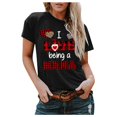 thumbnail image 3 of Hauts d'Été Grande Taille Femmes Décontractés Grande Taille Manches Courtes Imprimé 3D Amour Col Rond Hauts Tee T-Shirt Blouse Col en V T-Shirt Femmes en Liquidation, 3 of 6