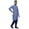 thumbnail image 2 of Atasi Designer Kurta Pajama For Men Printed Angrakha Kurta Set Summer Clothing, 2 of 3