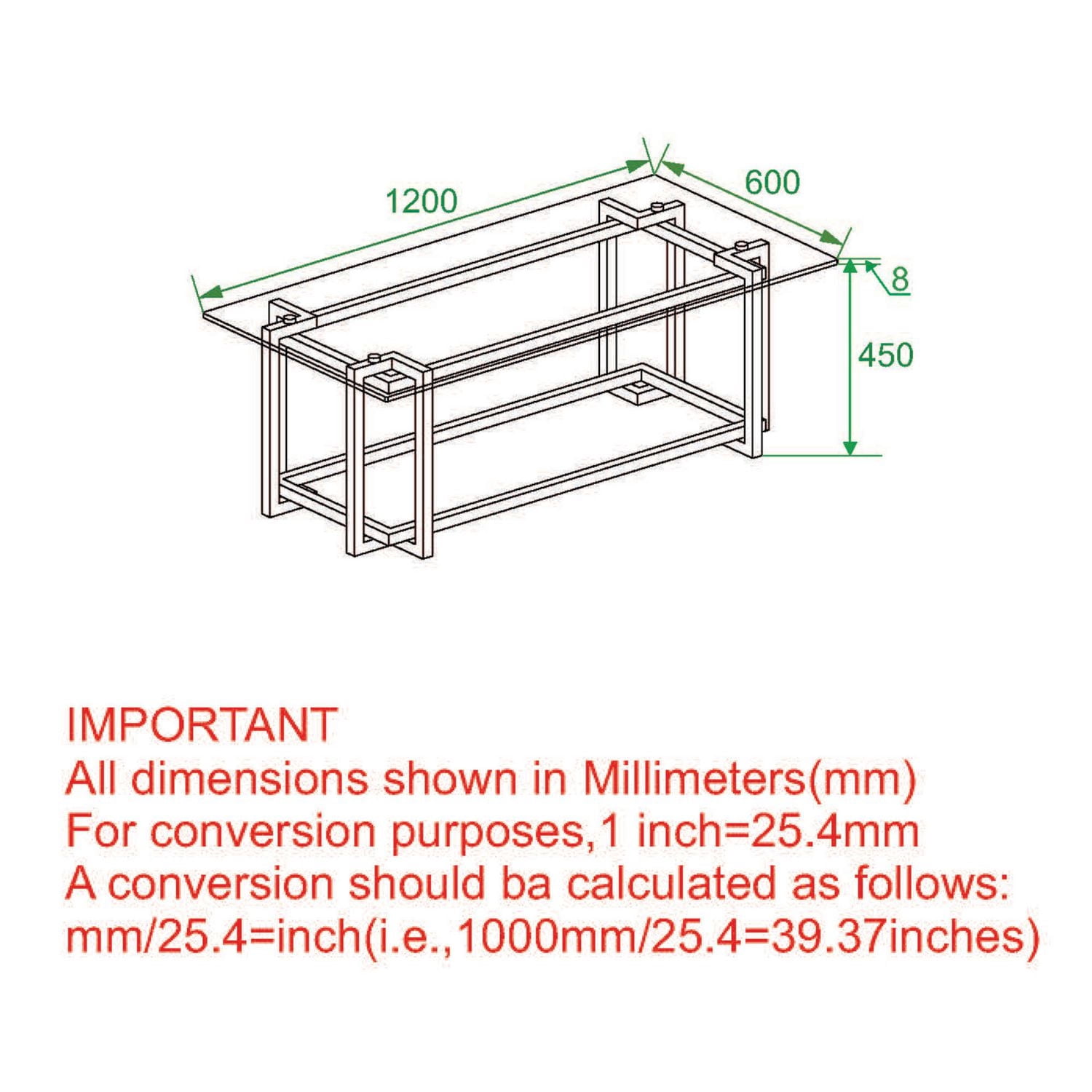 Contemporary Rectangular Glass & Metal Coffee Table in Silver & Gold