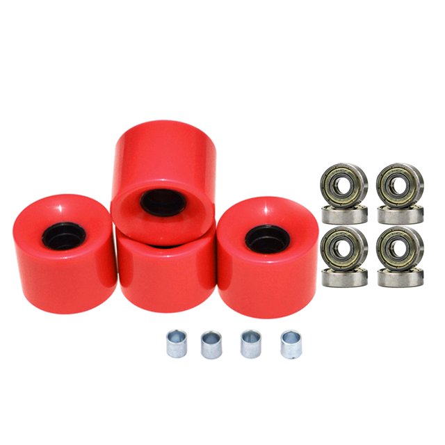 koolsoo Roues de Planche à Roulettes Pro Dureté 78A avec Roulements Entretoises Roues Cruiser Rouge Or Rouge Or Couvercle