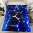thumbnail image 2 of Erosebridal Abstract Honeycomb Sheet Set Full, Neon Geometric Bedding Sets Full Size, Blue, 4-Piece, 2 of 7