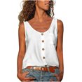 thumbnail image 1 of Fridja Womens Solid Color V-neck Button Vest Casual Loose Sleeveless Pocket Blouses, 1 of 5