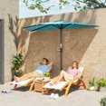 thumbnail image 2 of Outsunny Parasol Demi-Parasol de Patio 9,8 Pi Pare-Soleil, Manivelle, Bleu Pâle, 2 of 10