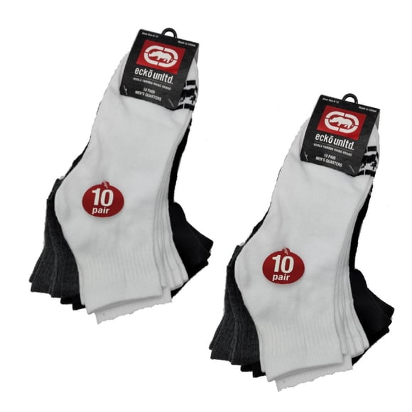 10-20 Paires de Chaussettes Athlétiques de Base à Séchage Rapide au Quart pour Hommes Ecko 10-13