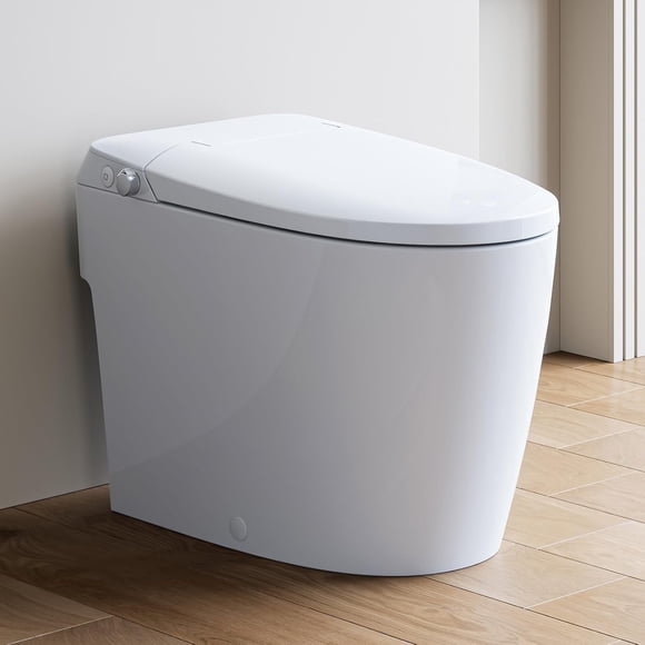 HOROW Non-electric Smart Bidet Toilet with Dual Nozzles Cleanse Built-in Pump for Power Flush Map 1000g ADA Chair Height