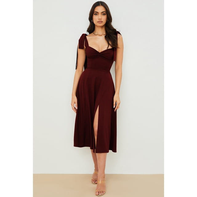 Pisexur Robe Mi-Mollet Sans Manches à Col en V pour Femme, Col en V Sans Manches, Couleur, à la Mode, Nouvelle, Décontractée, Taille Haute, Tenue pour Femmes