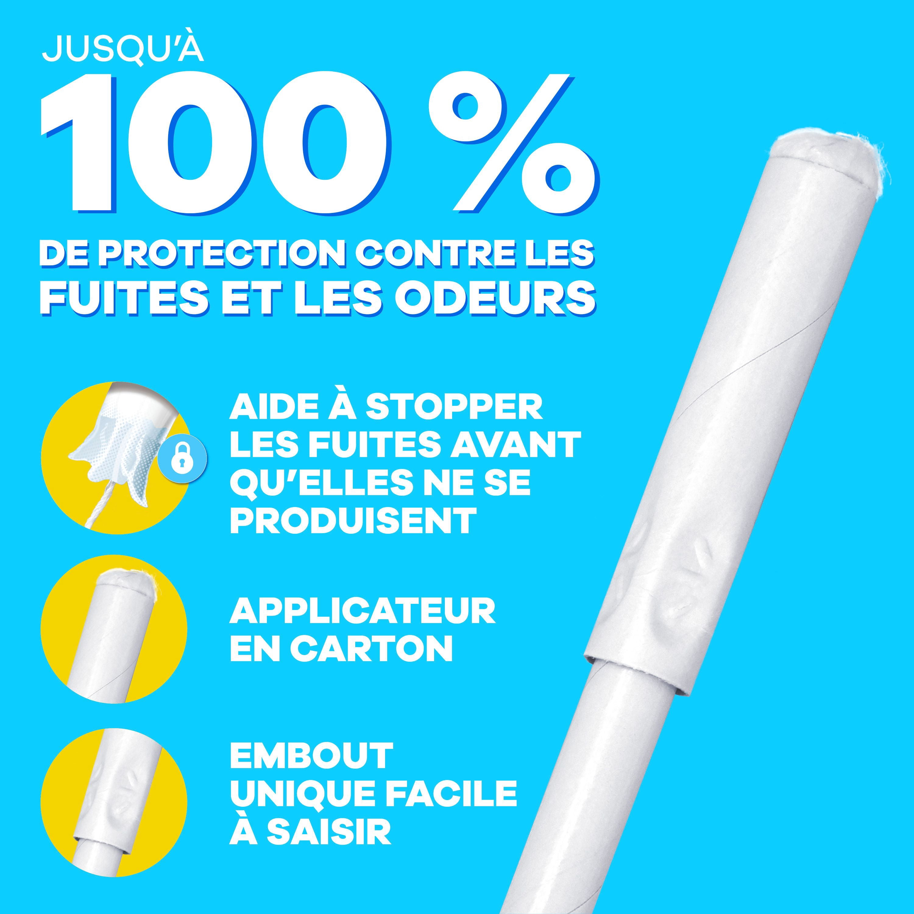 Tampax Tampons avec Applicateur en Carton Absorption Super, Prise Antidérapante, Jupette Anti-Fuites, Non Parfumés