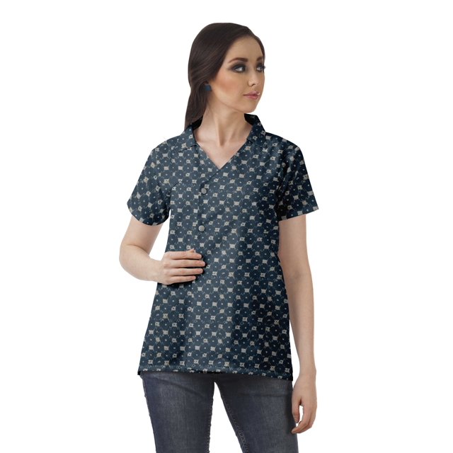 Moomaya Chemise Tunique Style Enveloppant pour Femmes en Coton Décontracté Col Classique Boutonné