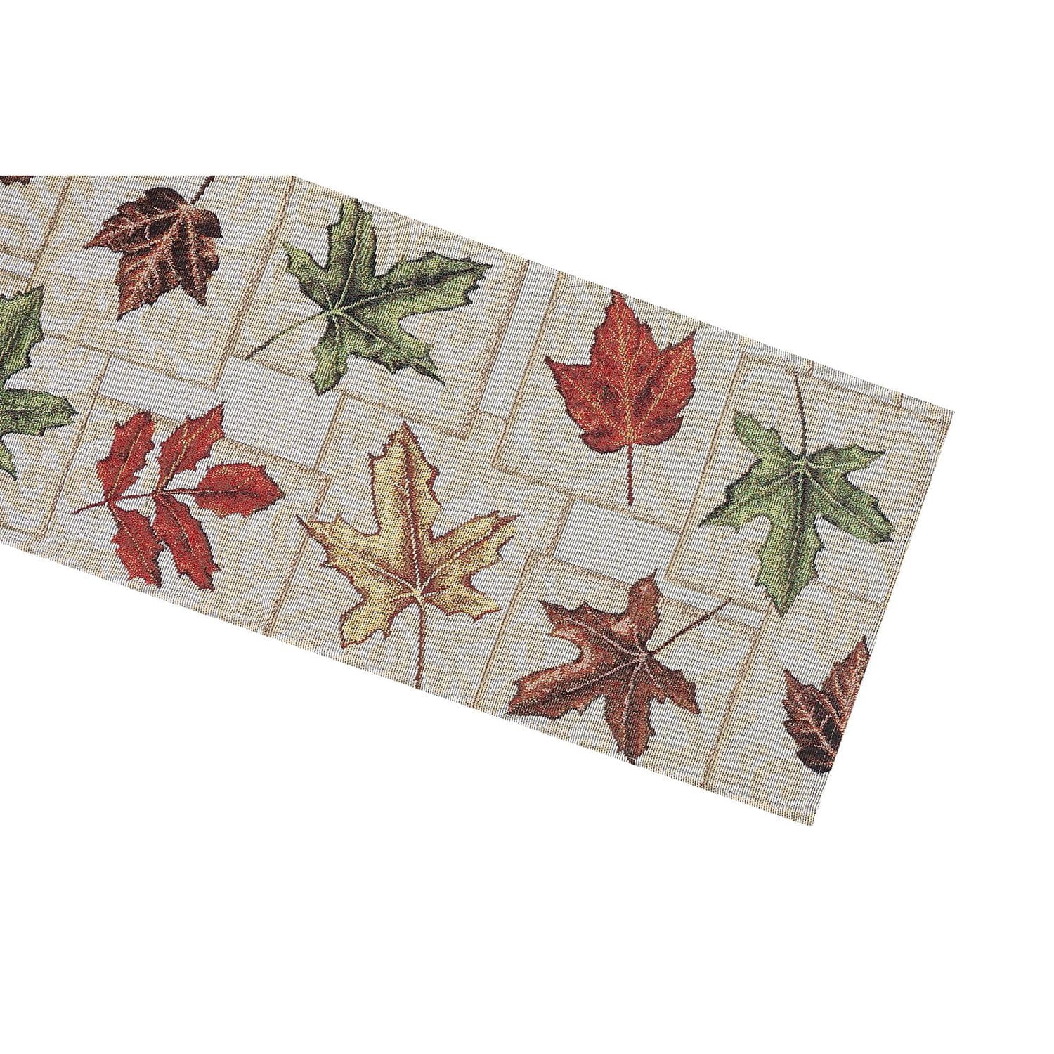 Tapisserie Chemin De Table (Extrémité Carrée) (Feuilles)