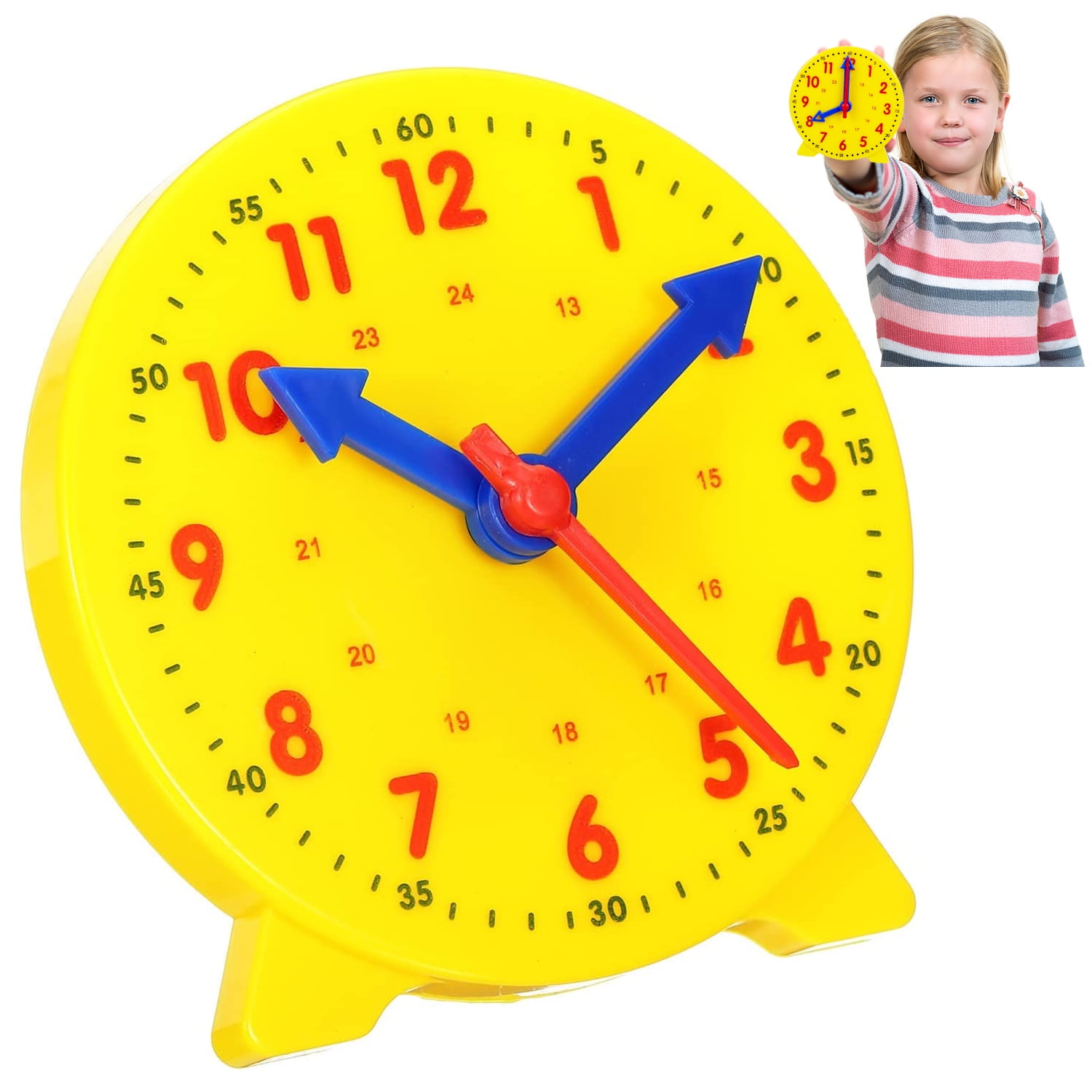 Learning Resources Big Time – Horloge D’Apprentissage 34 Cm + 10 Cm – Plastique Résistant – Aiguilles Différenciées – Dès 5 Ans