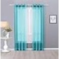 thumbnail image 3 of Interior Trends Ariana 2 Piece Sheer Voile Fully Stitched Window Panel Curtain Drape Set with Grommets (63" Length, Turquoise), 3 of 4