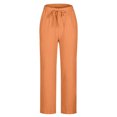 thumbnail image 4 of VEKDONE Womens Linen Long Pants Orange M, 4 of 5
