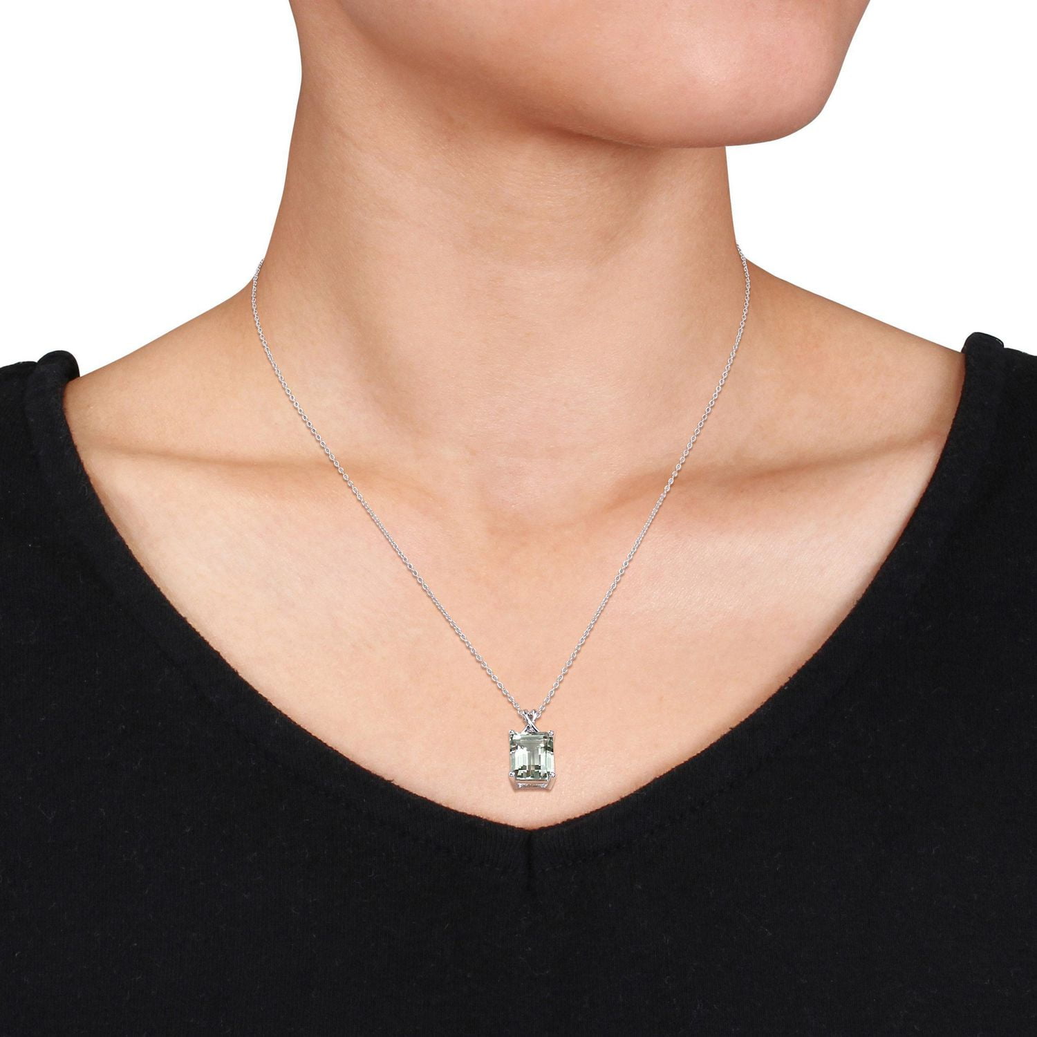 Pendentif avec chaine Miabella avec 5-3/8 CT PBT de quartz vert et topaze blanche en argent sterling