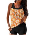thumbnail image 2 of UPPADA 2 Piece Full Coverage Swimsuits for Women Floral Athleti Crewneck Bathing Suits High Waisted Tummy Control Modest Swimwear Comfy Tankini Top with Shorts Swim Suit Plus Size Orange,M, 2 of 5