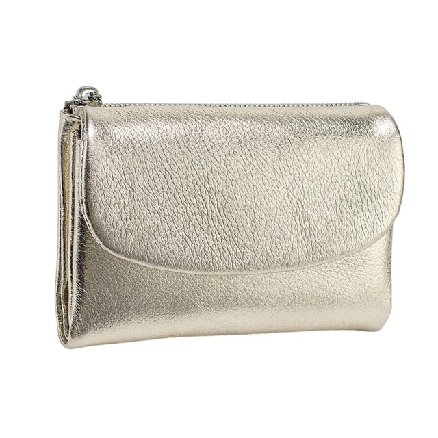 Ediodpoh Leather Purse For Women Compact Soft Cowhide Wallet Stylish Small Handbag With RFID Protection in a gold finish. Made from durable cowhide leather, this compact purse features a sleek design with a flap closure and zipper detail. Ideal for organizing essentials while offering RFID protection against unwanted scanning. Lightweight at 130g and measuring 20x15x2cm, it is suitable for daily use or travel.