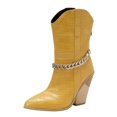 thumbnail image 2 of Qertyioot Bottes de Neige Zippées pour Femmes, Bottes Mode Unies à Talons Hauts Pointus, 2 of 6
