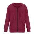 thumbnail image 4 of TIMIFIS Chandail à Capuchon à Manches Longues pour Femmes, Veste de Survêtement Zippée avec Poches - Vin - Sfall, 4 of 5