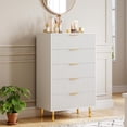 thumbnail image 1 of Modern White 5-Drawer Dresser, Gold Handles, Elegant Organizer, 1 of 2