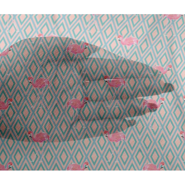 oneOone Viscose Chiffon Fabric Geometric & Flamingo Bird Print Fabric BTY 42 Inch Wide