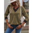 thumbnail image 1 of Haut Tricoté pour Femmes, Col en V, Manches Raglan, Confortable pour le Travail, pour les Rendez-Vous, Gris, Noir, Rouge, Bleu, Kaki, Rose Vif, Couleur Citrouille, 1 of 8