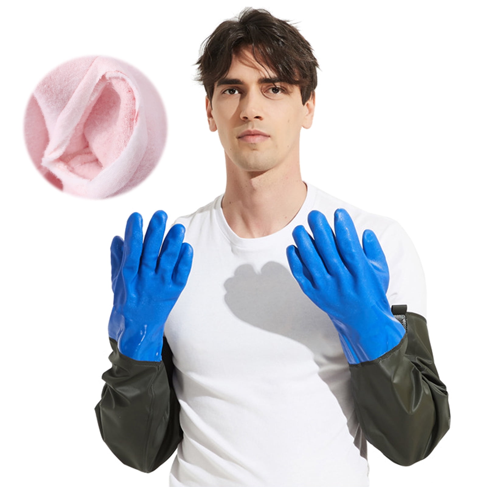 Thickened waterproof rubber gloves wear-resistant fishing gloves non-slip farm work gloves reusable gloves