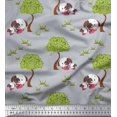 thumbnail image 1 of Soimoi Polyester Crepe Fabric Tree & Dog Kids Print Fabric by The Yard 52 Inch Wide, 1 of 3