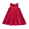 thumbnail image 1 of LUOGENLI Robe Fille Été Sans Manches Couleur Unie Robe Décontractée pour Tout-Petits et Enfants Ensemble Jupe Maxi à Volants Rouge 2-3 Ans, 1 of 5