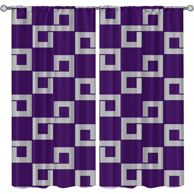 Mid Century Minimalist Women Girls Window Curtain, Abstract Geometric Stripes Check Living Room Bedroom Window Drapes Treatment, Do Not Fade Pattern Clear Window Shades for Living Room-W42xL63in