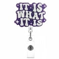 thumbnail image 1 of BKER Retractable Glitter Badge Reel Sparkling Pull Tab Accessory Acrylic Badge Holder Reusable ID Card Holder With Clip For Work School Events Parties And More, 1 of 3