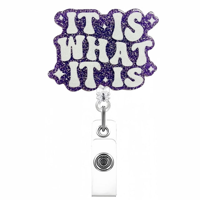 BKER Retractable Glitter Badge Reel Sparkling Pull Tab Accessory Acrylic Badge Holder Reusable ID Card Holder With Clip For Work School Events Parties And More