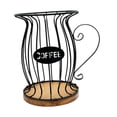 thumbnail image 3 of Luzkey Coffee Filter Holder Basket Container with Wooden Base, Iron Coffee Pod Holder for House Warming, Office, Counter, Bar Decor Black, 3 of 8