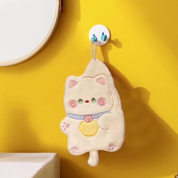 JWshufel Serviette de Cuisine en Velours Mignon Dessin Animé, Lingettes Double Épaisseur Suspendues pour Enfants, Très Absorbante, Douce et Longue Durée pour Sécher les Mains et Nettoyer les Surfaces