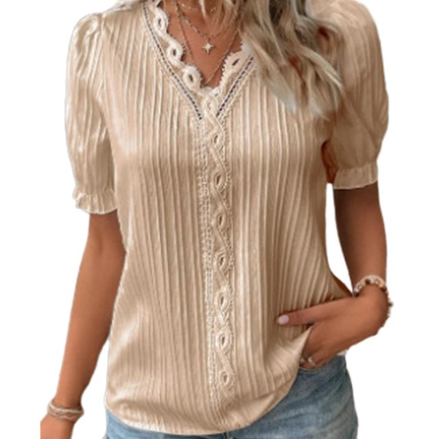 Dames Verticales à Rayures à Manches Blouse Décontractée Tenue de Vacances de Style Élégant